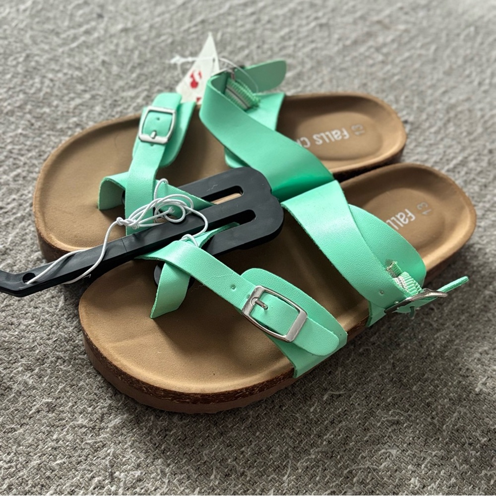 Falls Creek Girls Sandals Size 13 Youth JBeached Mint Green Adjustable Shoes